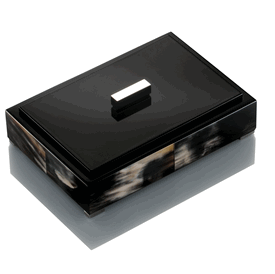 Luxury Custom Made Black Horn Black Lacquer Jewelry Box * 2 x 11 x 8 inches