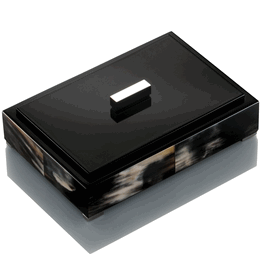 Luxury Custom Made Black Horn Black Lacquer Jewelry Box * 2 x 9 x 6 inches