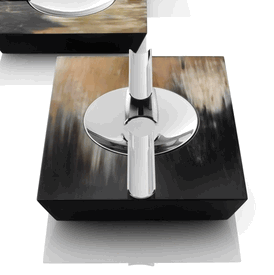 Luxury Custom Made Horn Ashtray * Chromed Brass Accents * 8 x 6 inches