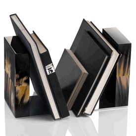 Luxury Custom Made Black Horn Bookends * Each 9 x 6 x 6 inches
